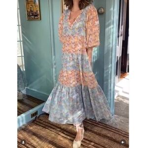 OPHELIA & INDIGO/Multi Floral Print Maxi Dress -Sz S